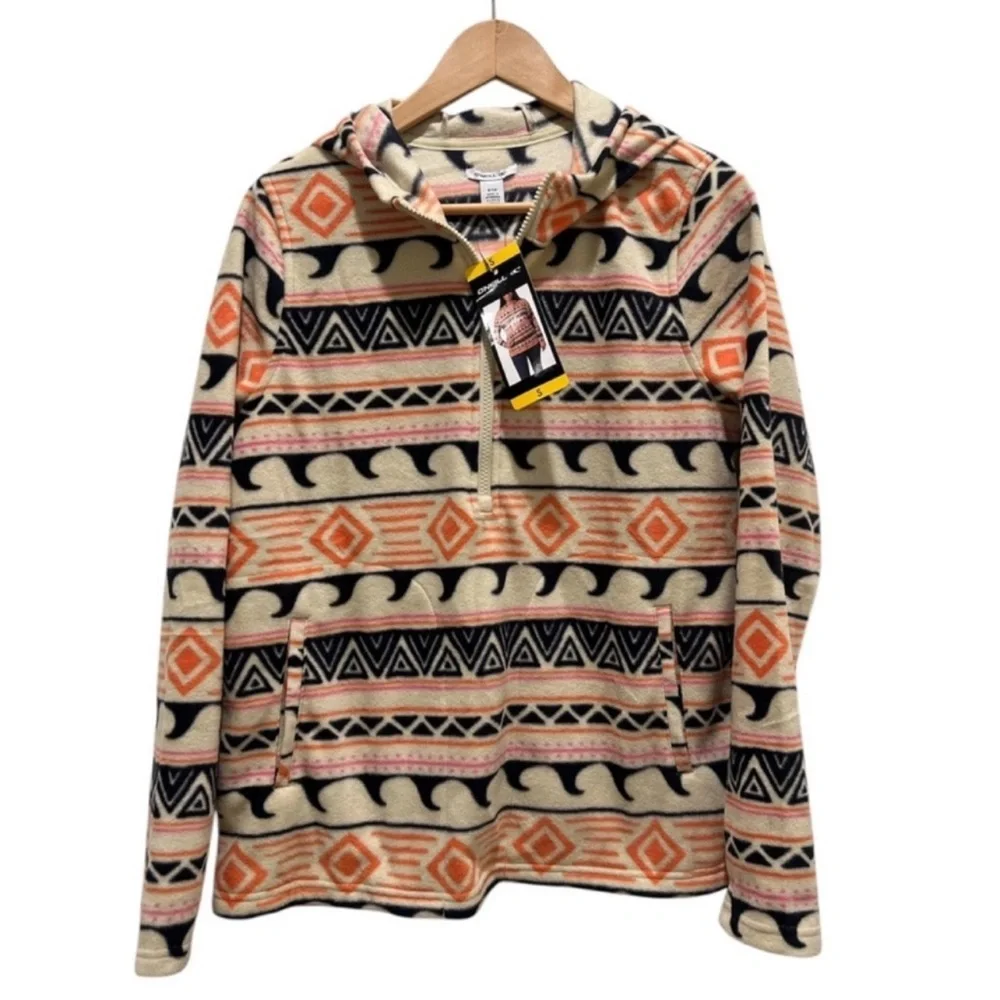 O'Neill Surf Y2K Aztec Half Zip Polar Fleece Hoodie Jacket Pullover